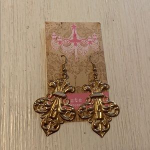 Gold Fleur De Lis Gold Jewelry Earrings